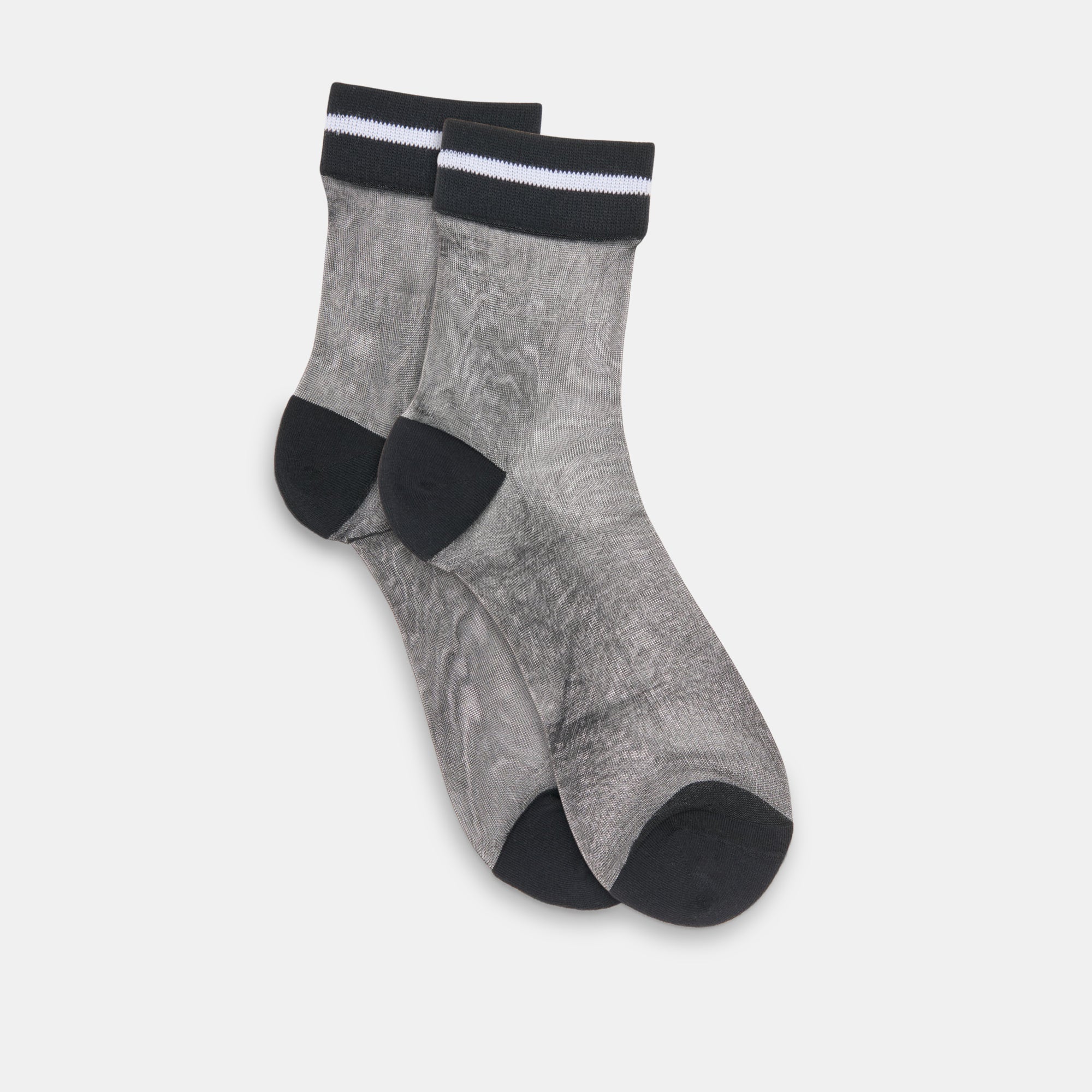 SHEER STRIPE CREW SOCKS 2 PACK BLACK GREY