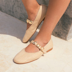 RELAN BALLET FLATS LT NATURAL RAFFIA
