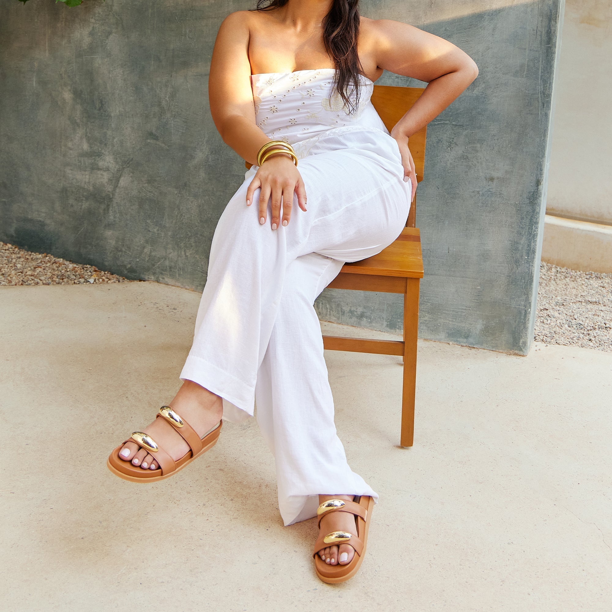 SATINE SANDALS SADDLE LEATHER