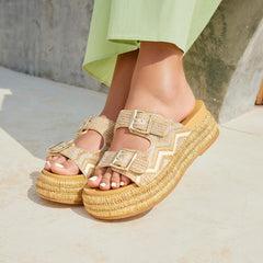 WIXIE SANDALS GOLD MULTI BEADS